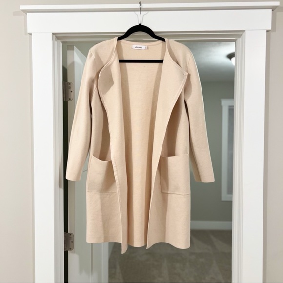 Elegant Beige Longline Cardigan by Anabess - Perfect Layering Piece - Picture 7 of 9